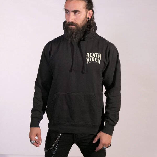 Wild Men's Grim Reaper Bike Rider Glow In The Dark Tattoo Goth Full Zip Hoodie